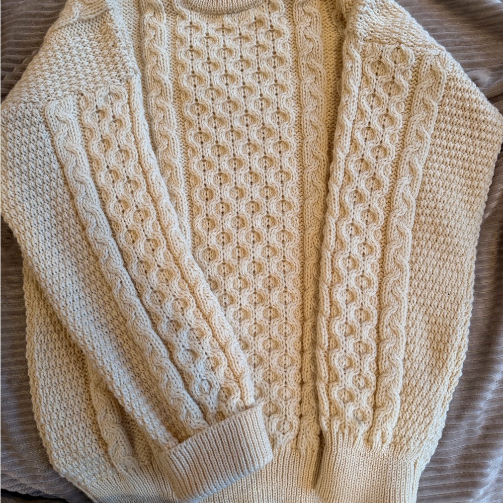 Cozy Wool Cream Cable Knit Sweater